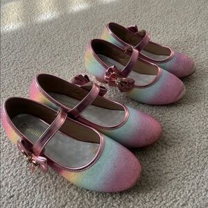 Cat & Jack Pink and Blue Glitter Mary Jane Shoes